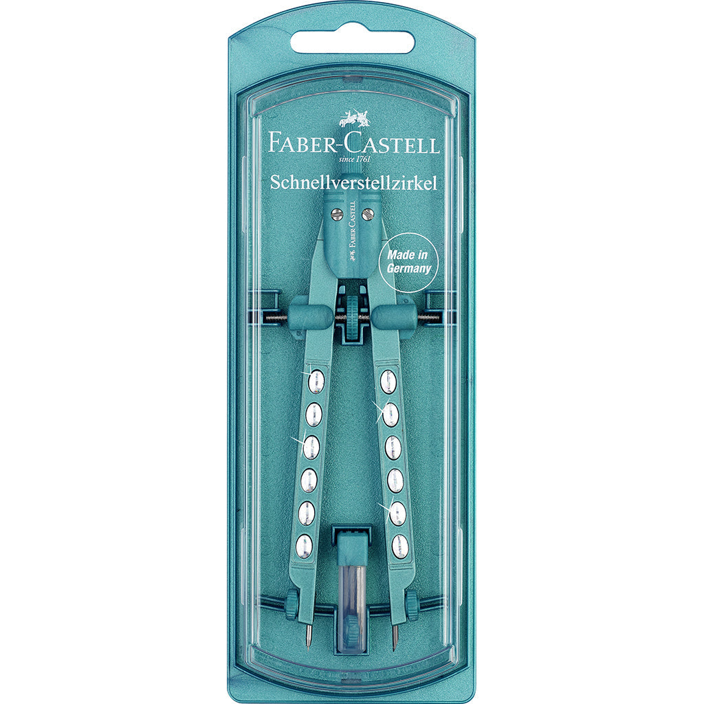 Faber Castell Factoty passersæt. Oceanblå passer i detalje.