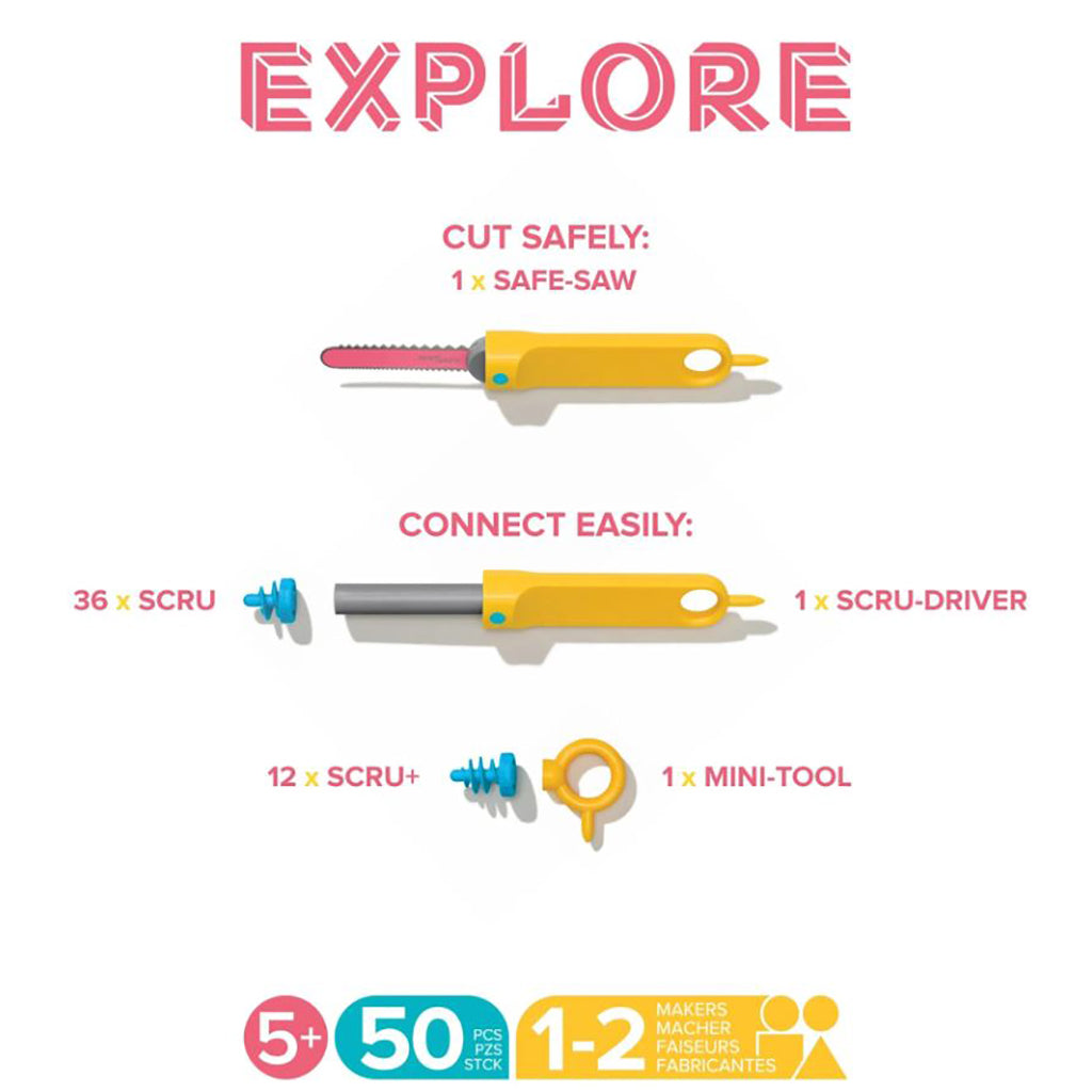 Makedo Explore, Kreativt verktøy og tilbehør for bygg-selv i papp