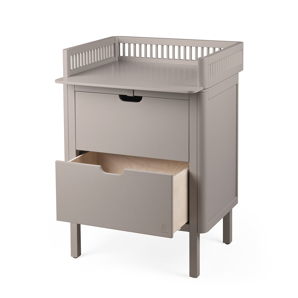Sebra stellebord i tre, 2-i-1 design med skuffer - Jetty beige