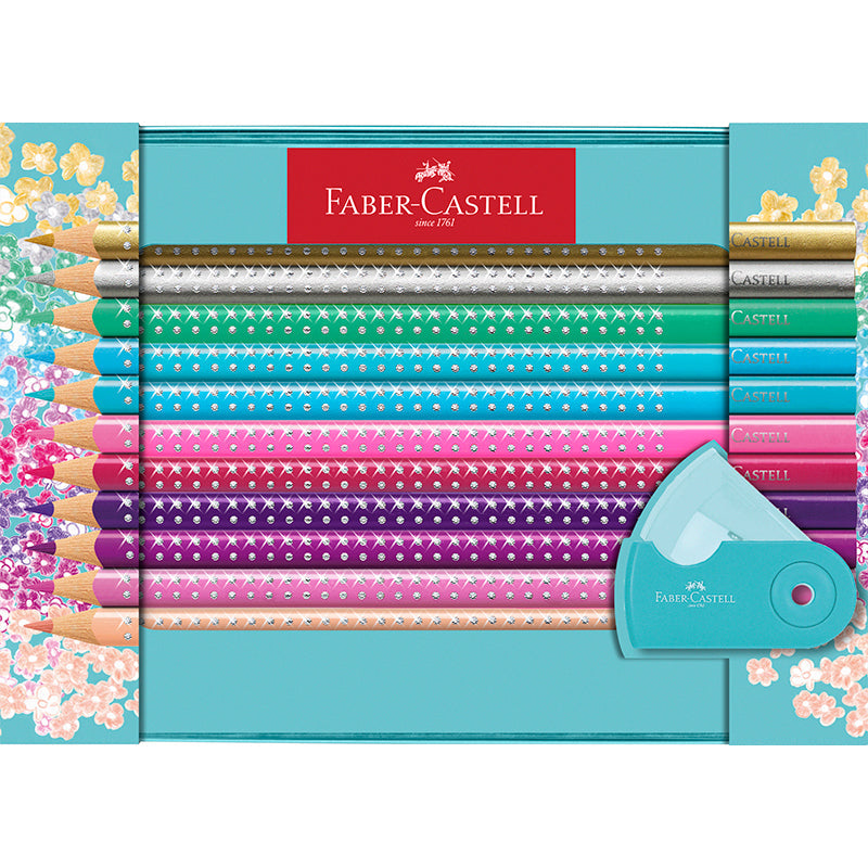 Faber-Castell Sparkle, 20 fargeblyanter i eske + spisser
