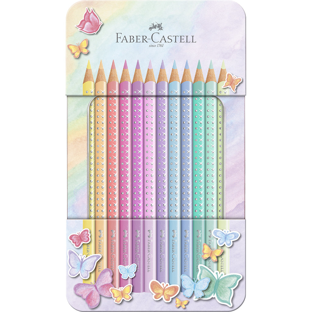 Faber-Castell Sparkle farveblyanter pastel i tinæske, 12 stk