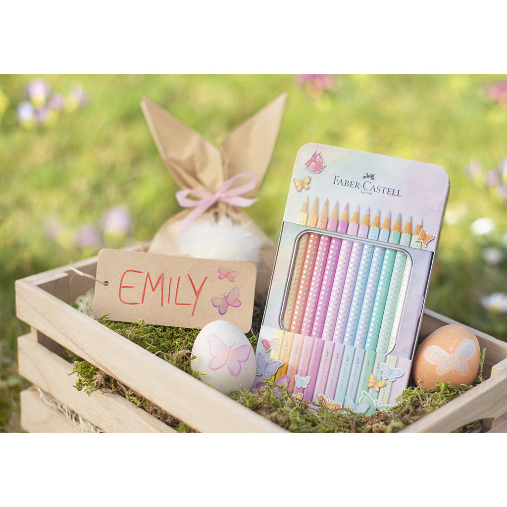 Faber-Castell, Fargeblyanter i metallboks, Sparkle – 12 stk. – pastel