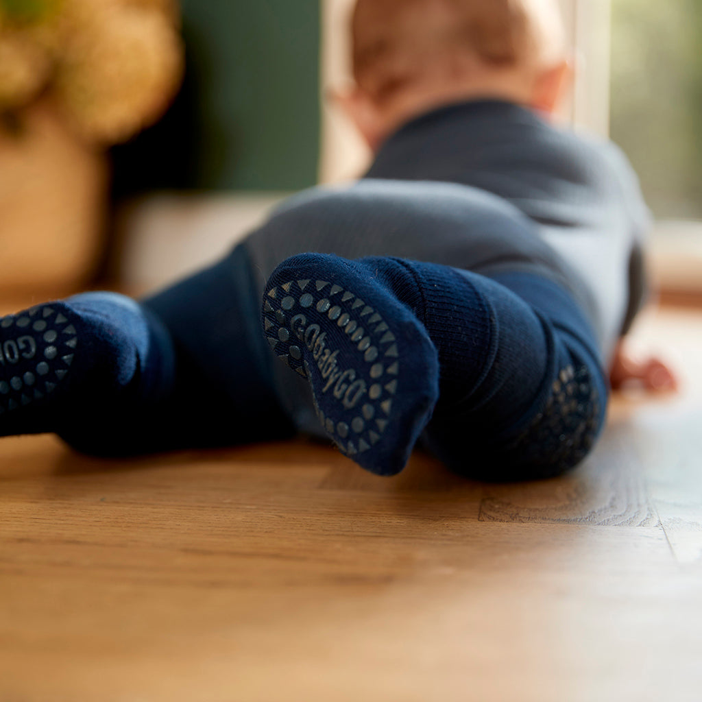 GoBabyGo kravlestrømpebukse med gummidutter, Navy blue