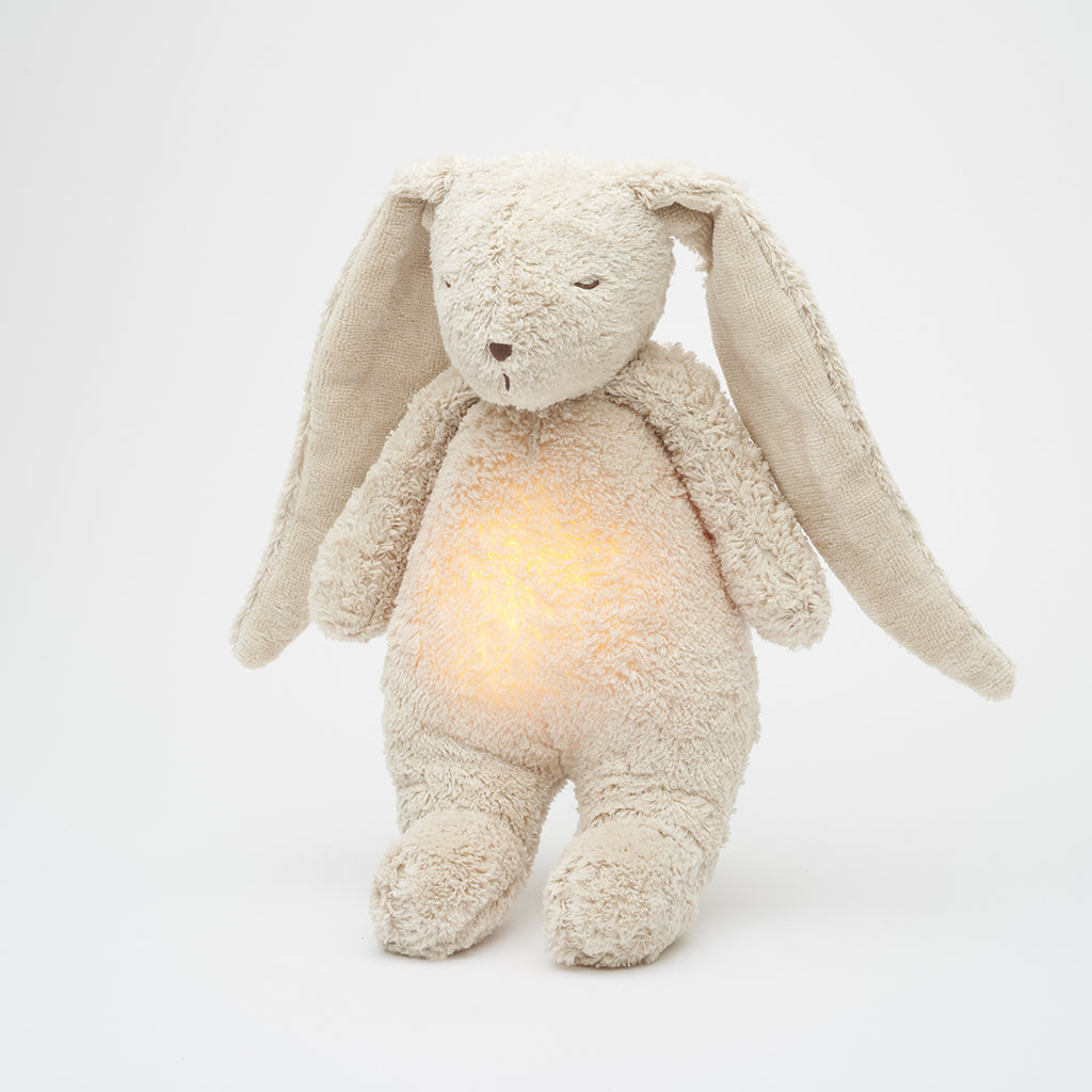 Moonie 2.0, økologisk Humming-kanin med pink noise og lampe - Sand