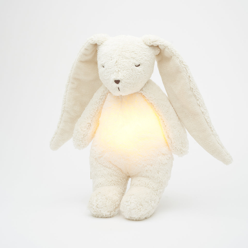 Moonie 2.0, økologisk Humming kanin med rosa støy og lampe - Polar