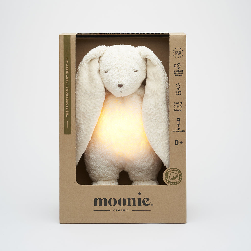 Moonie 2.0, økologisk Humming kanin med rosa støy og lampe - Polar