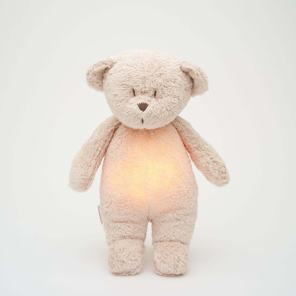 Moonie 2.0, økologisk Humming bjørn med pink noise og lampe - Rose