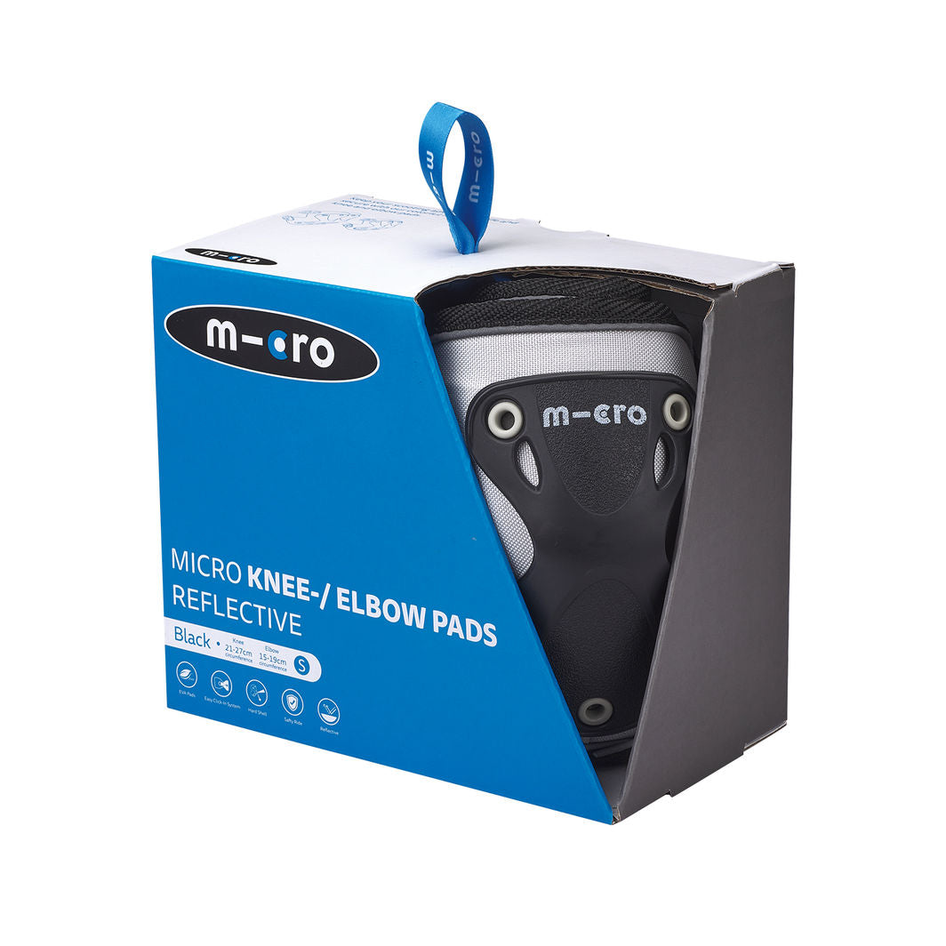 Micro – Kne- og albuebeskyttere – Reflective Black – Str. S eller M