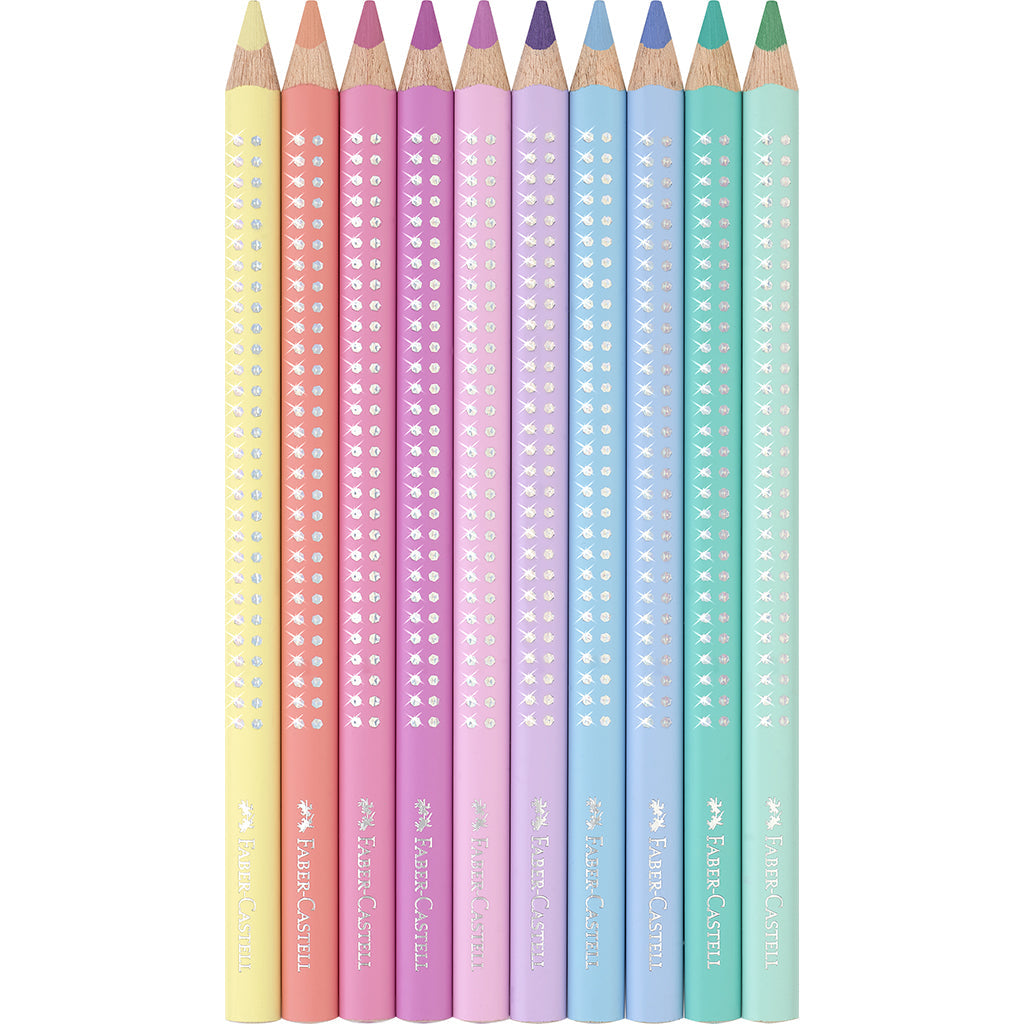 Faber-Castell, Jumbo fargeblyanter, 10 stk pastell i tinnboks