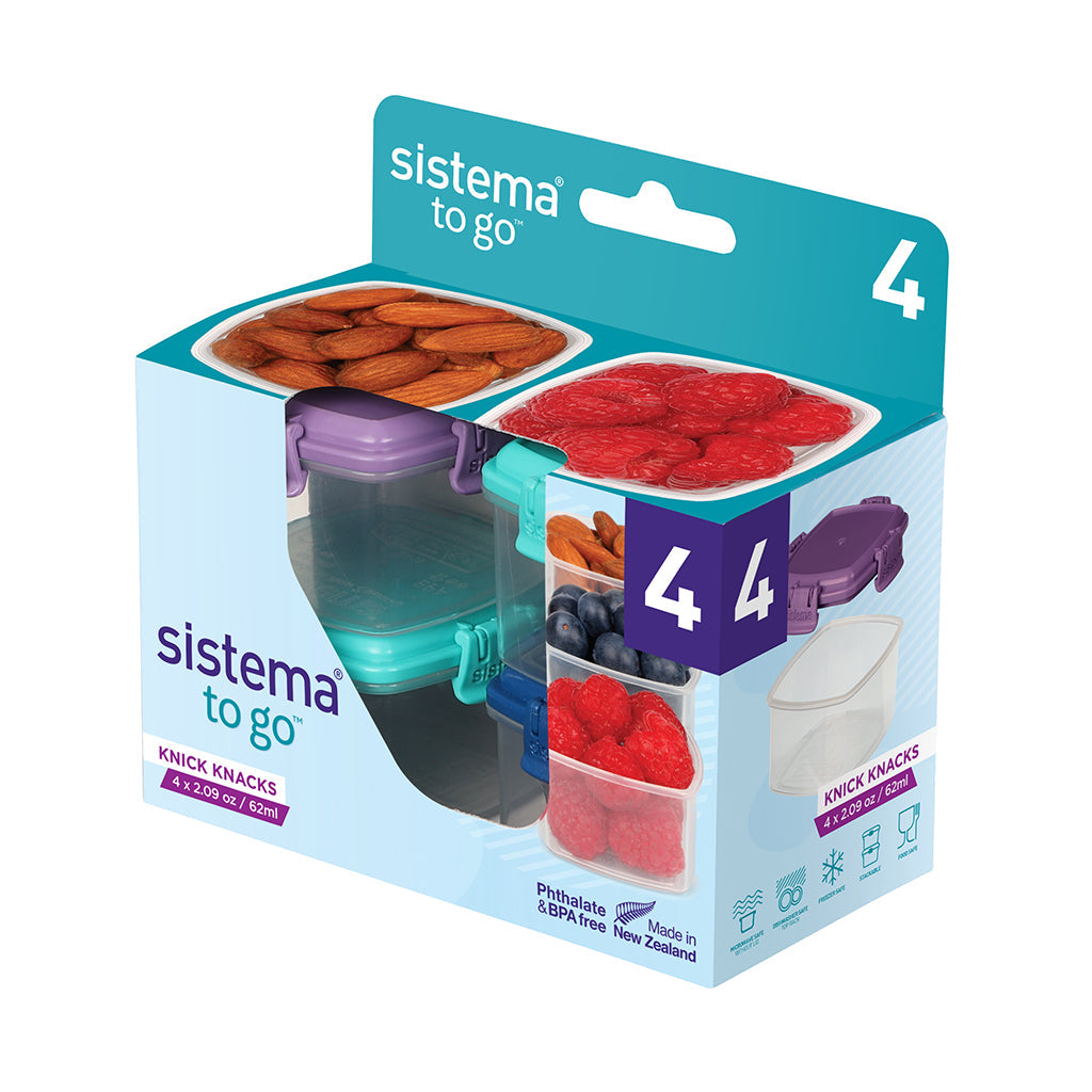 Sistema Mini Snackbøtter to go, Knick Knack 62ml - 4-pk