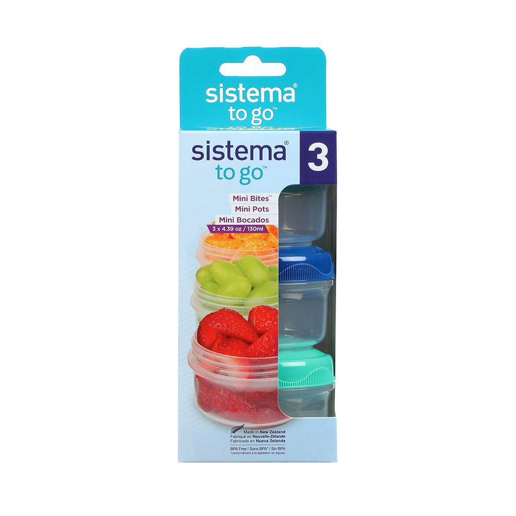 Sistema Mini Bites To Go, snackbøtter, 3-pakning – 130 ml