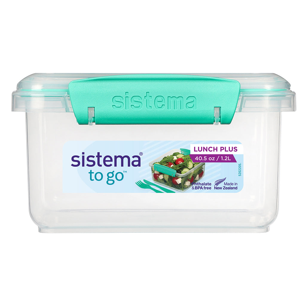 Sistema Lunch plus matboks med 1 rom og bestikk, 1,2L - Minty teal