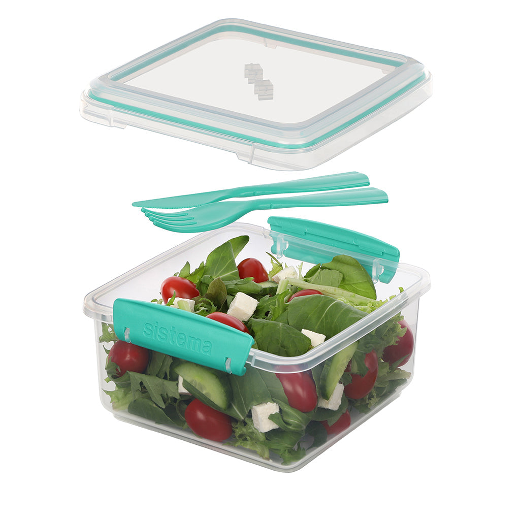 Sistema Lunch plus matboks med 1 rom og bestikk, 1,2L - Minty teal
