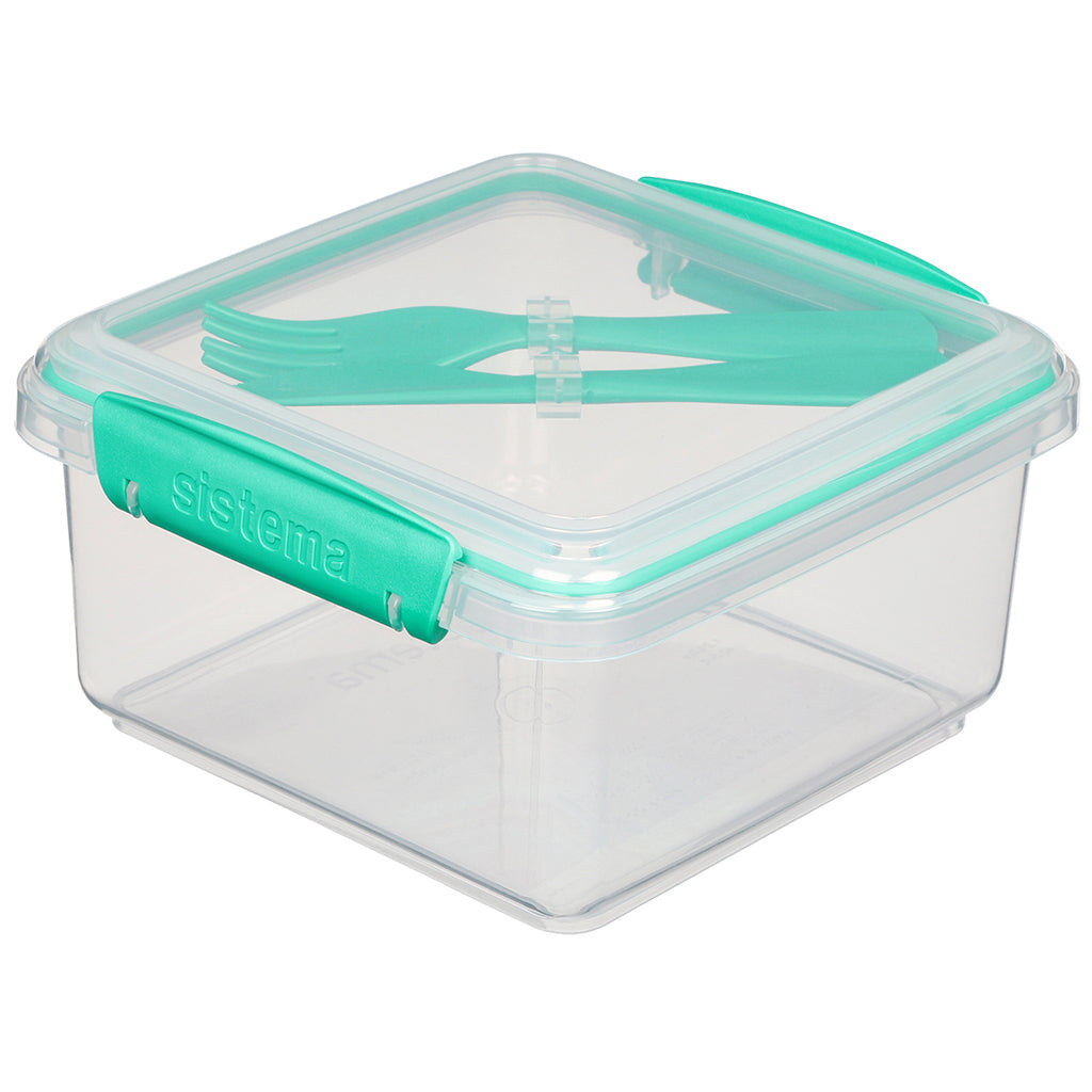Sistema Lunch plus matboks med 1 rom og bestikk, 1,2L - Minty teal