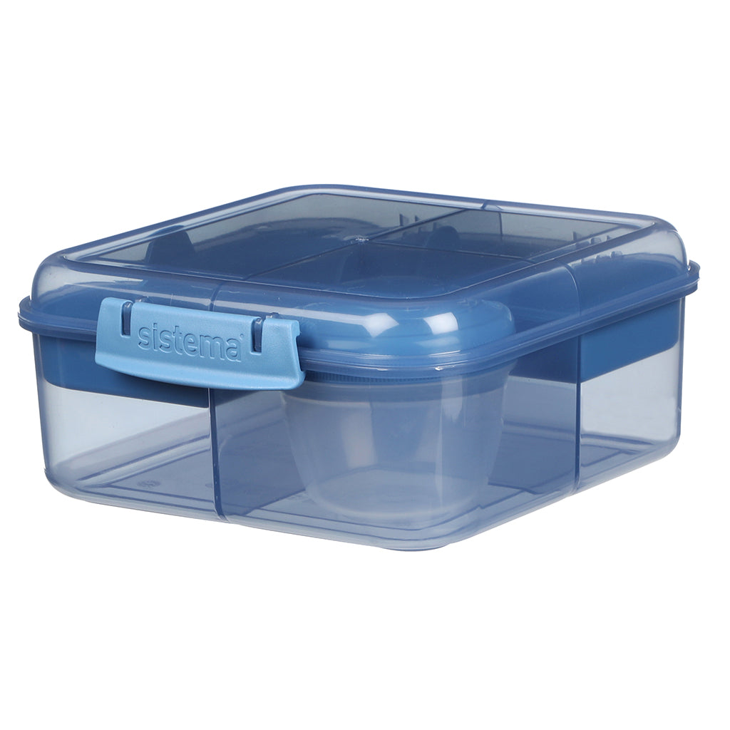 Sistema Bento Cube madkasse mountain blue, vinklet set fra siden med låget lukket
