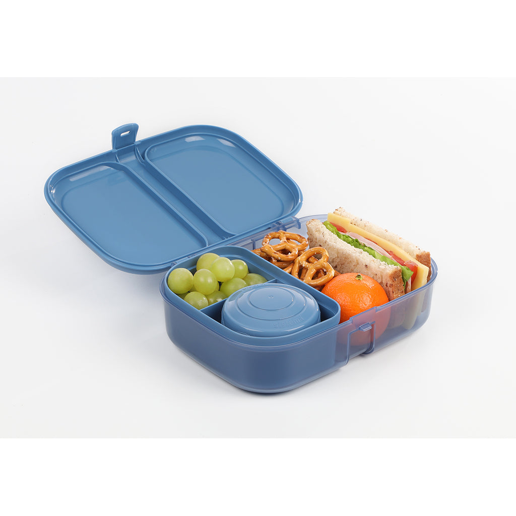 Sistema Bento Cube To Go, matboks med 5 rom og en beholder - Mountain blue
