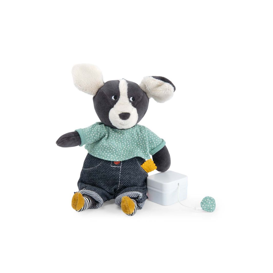 Moulin Roty Tøydyr med musikkopptrekk, Hunden Puce