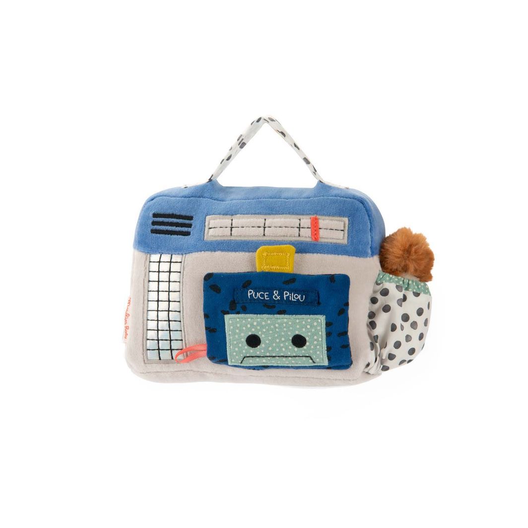Moulin Roty Kosedyr med spilledåse, Radio 22 cm - Puce & Pilou