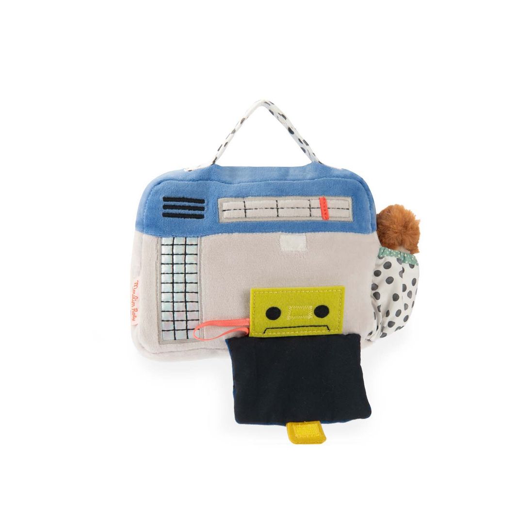 Moulin Roty Kosedyr med spilledåse, Radio 22 cm - Puce & Pilou