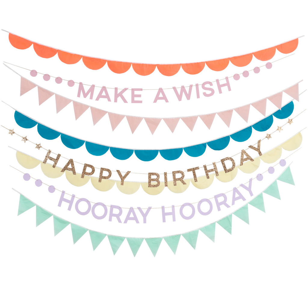 Meri Meri girlander, Rainbow Birthday - 1,8 meter