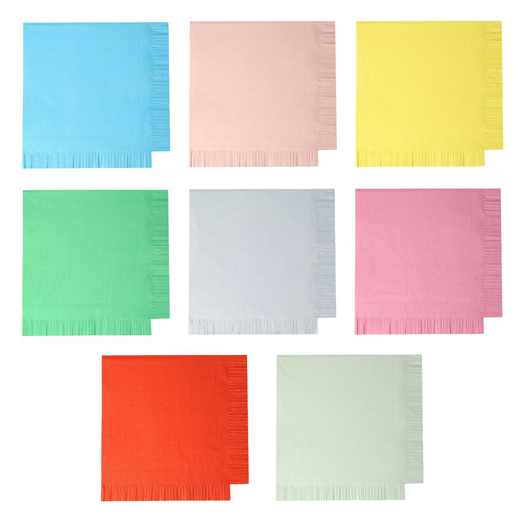 Meri Meri servietter str. S, Klare farger - 8 stk.