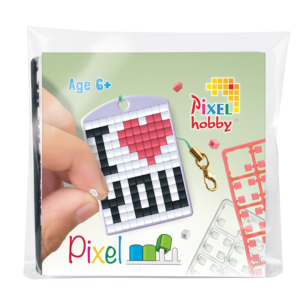 Pixel mosaic startersæt nøglering I love you
