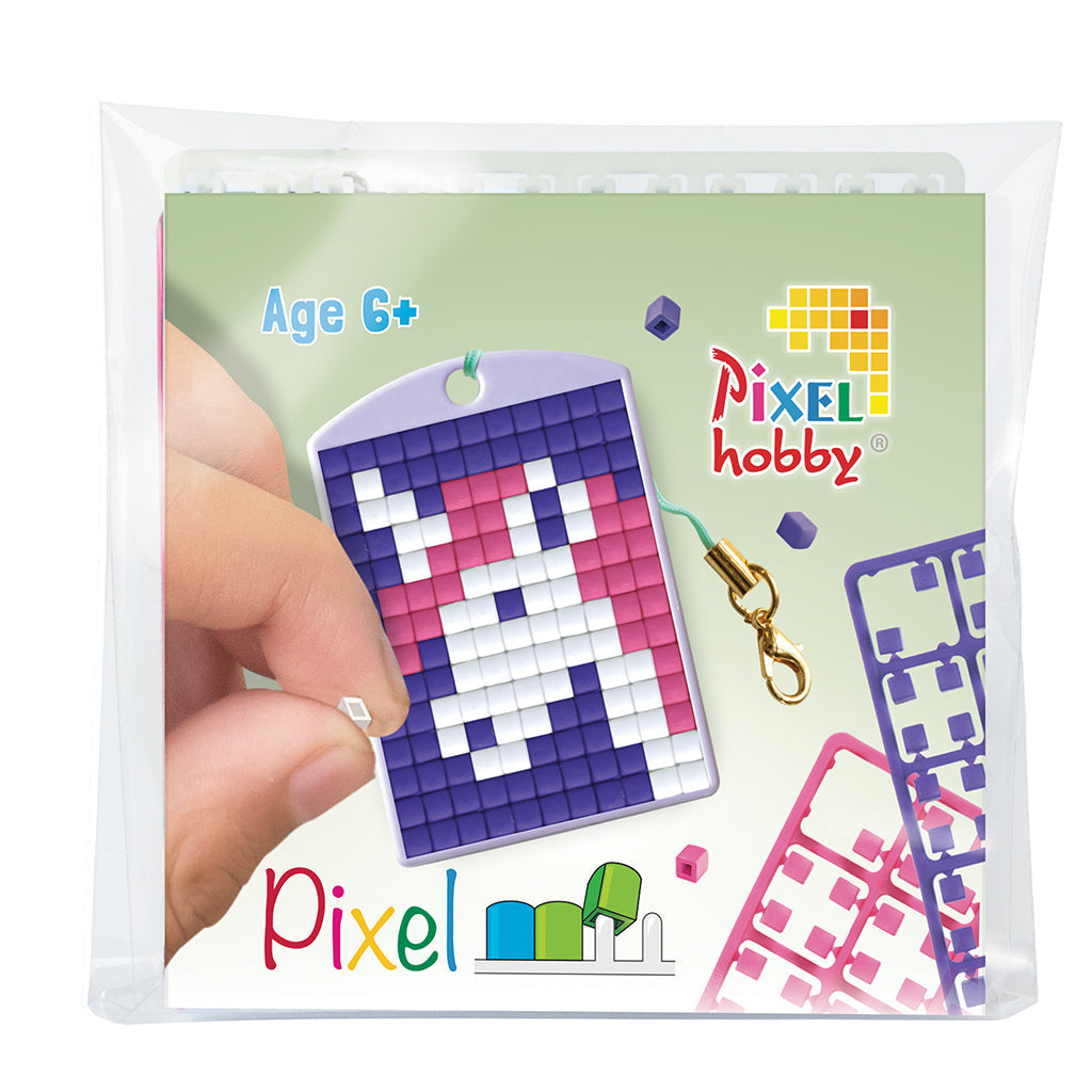 Pixel mosaic starterset med enhjørning nøglering til børn