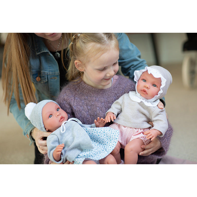 Así Leonora babydukke, 46 cm - Rosa mamelukker og beige genser