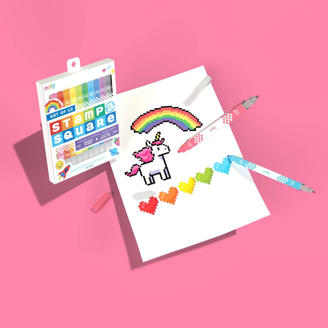 Ooly Tusjer 12 stk, Dobbeltsidig - Stamp a Square