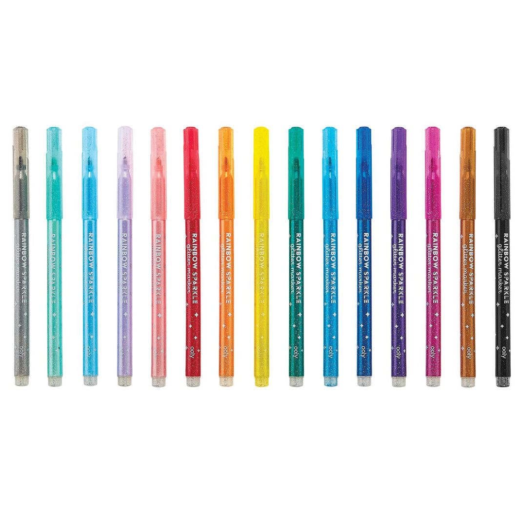 Ooly Tusjer 15 stk, Rainbow Sparkle Glittertusjer