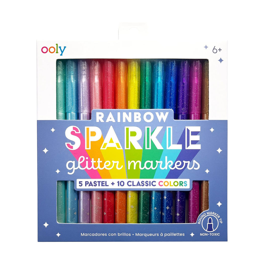 Ooly Tusjer 15 stk, Rainbow Sparkle Glittertusjer