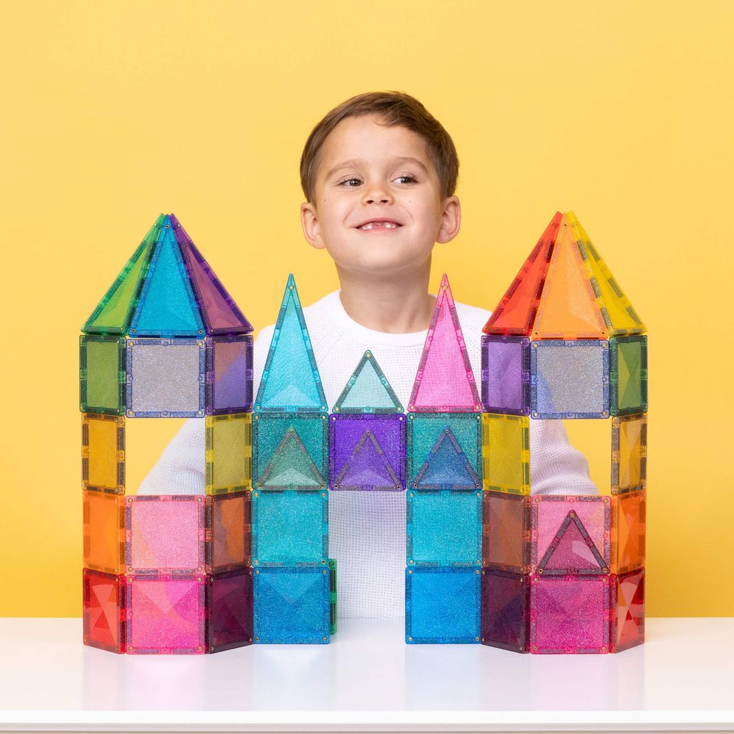 Connetix Glitter Castle Pack, Magnetisk byggesett med 48 deler