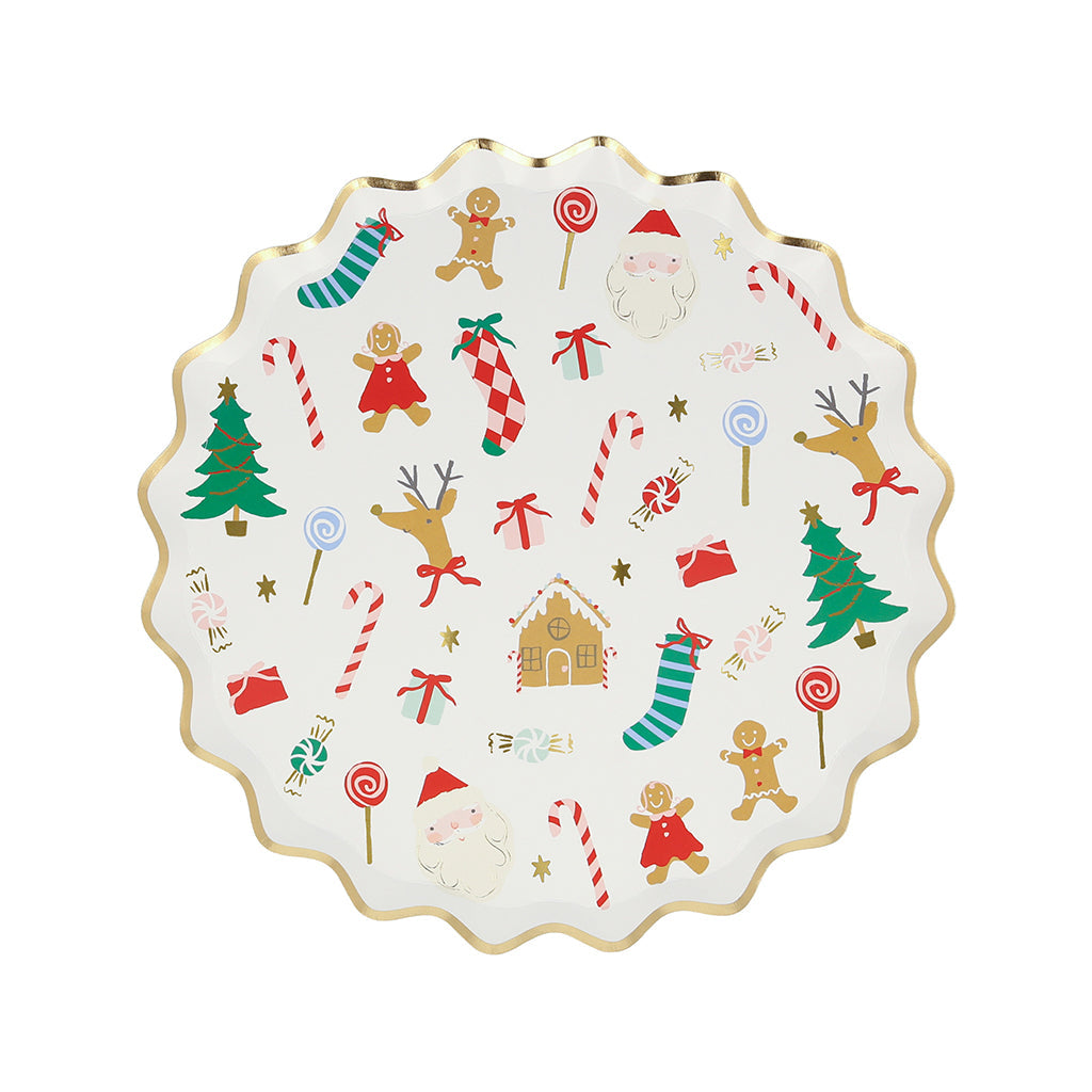 Meri Meri paptallerken Jolly Christmas julemotiver