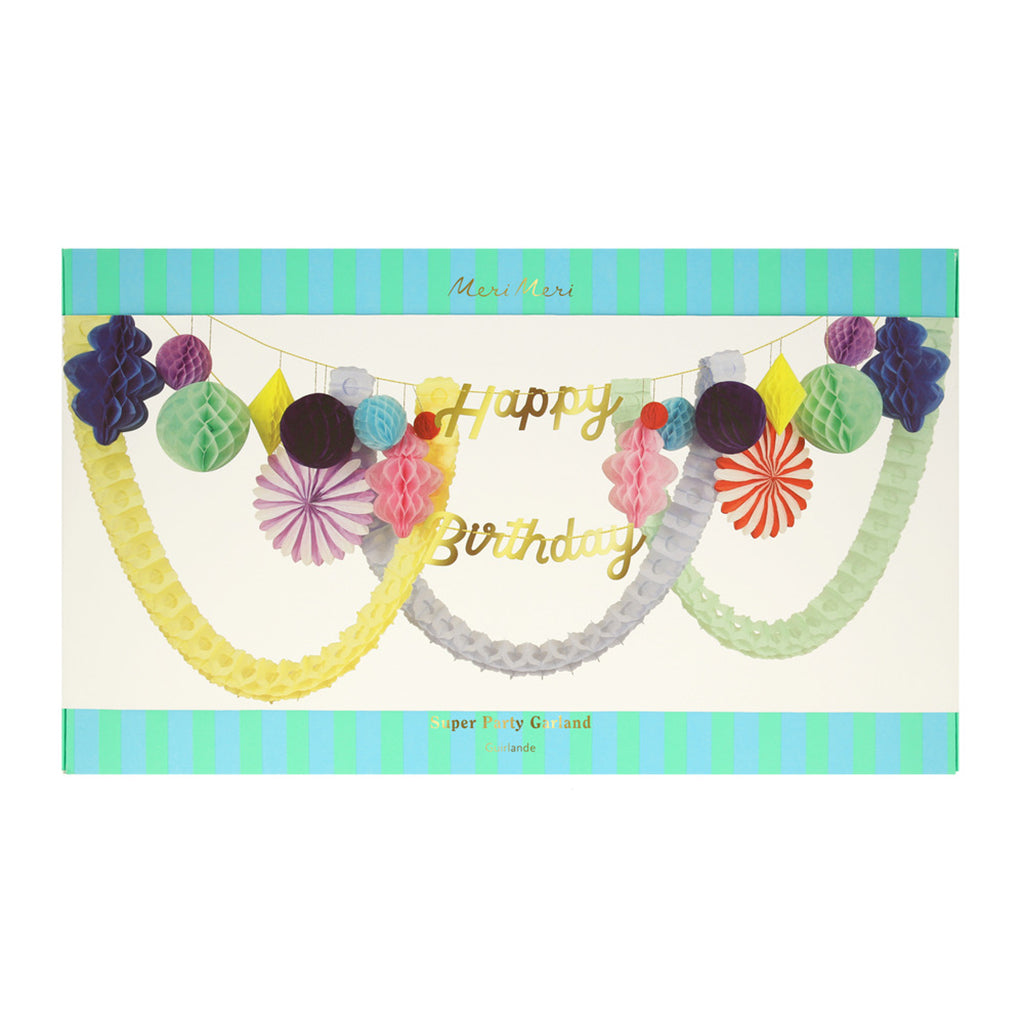 Meri Meri girlander, Happy Birthday honeycomb - 2,7 meter