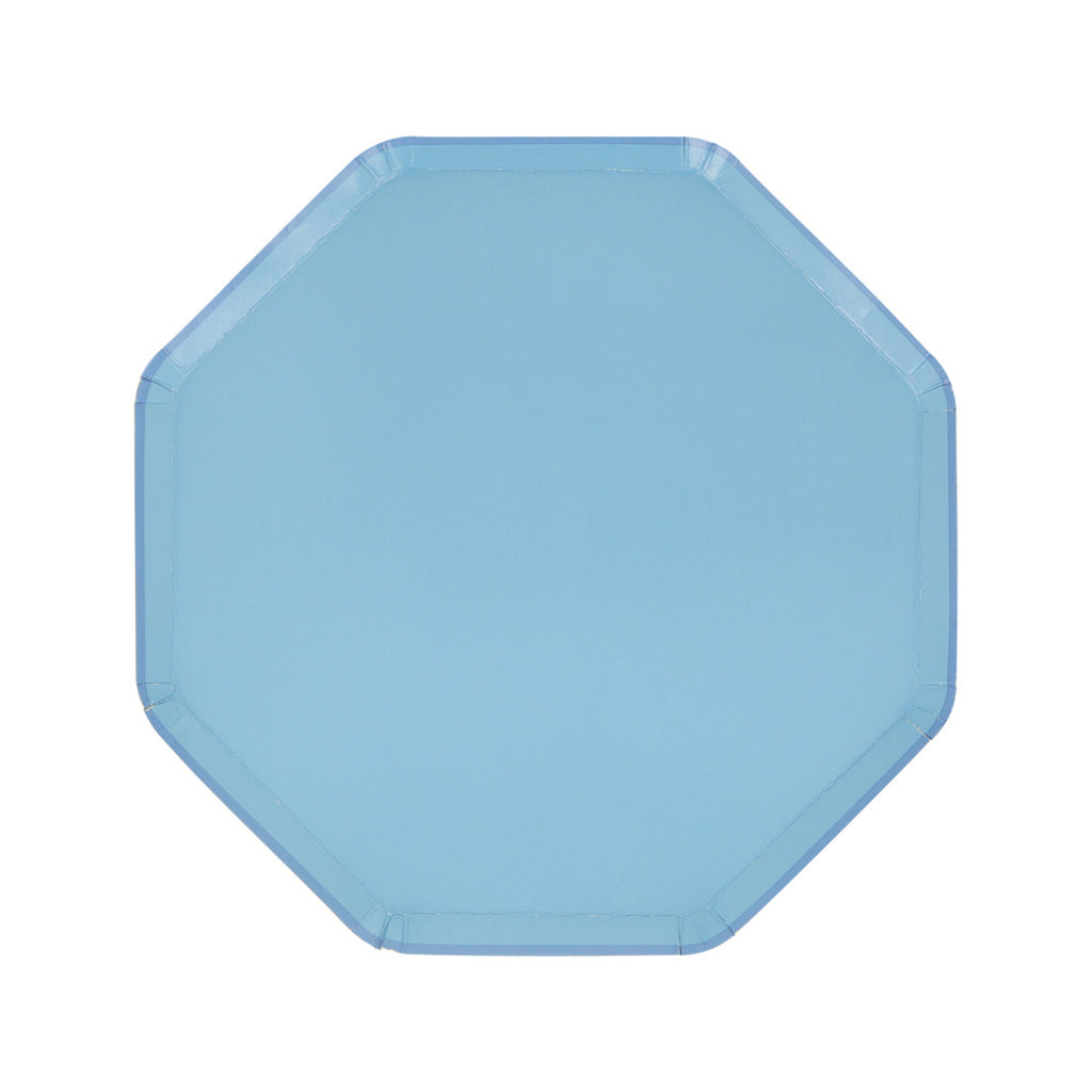 Meri Meri Paptallerkener, Cornflower blue - 8 stk.