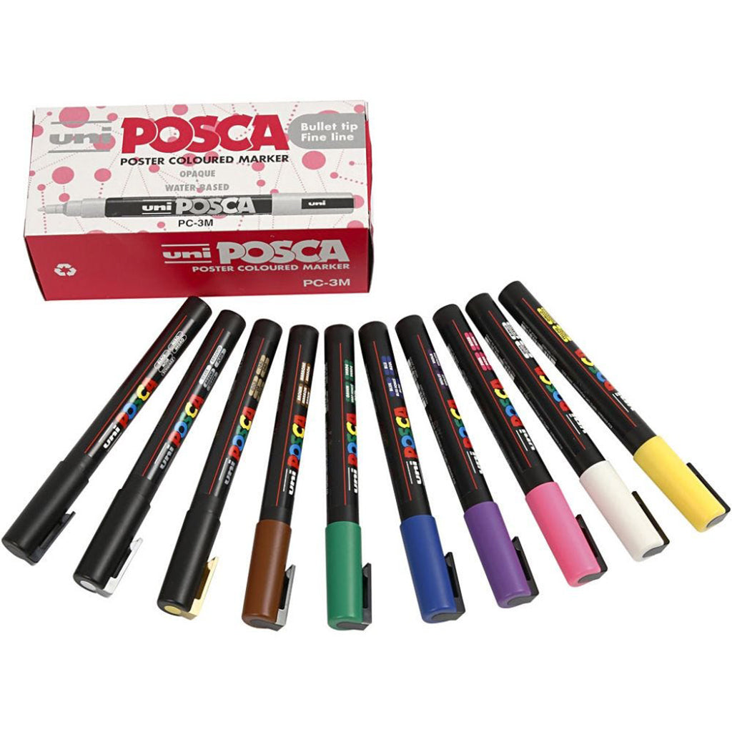 Posca Tusjer, strek 0.9-1.3 mm - 12 stk. ass farger