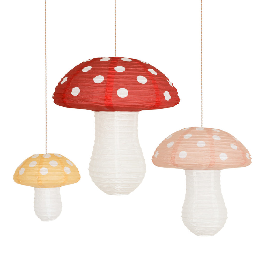 Meri Meri lanterne i rispapir, Mushroom, 3-pakning