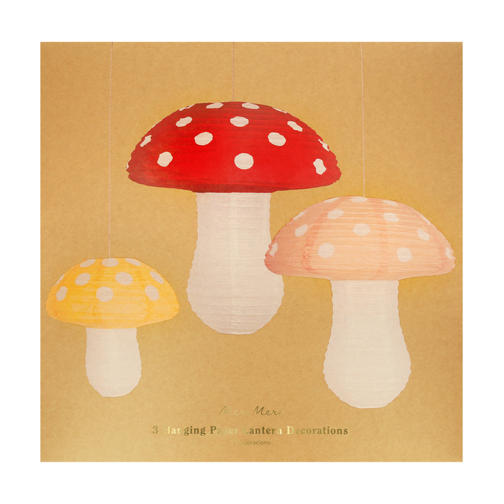 Meri Meri lanterne i rispapir, Mushroom, 3-pakning