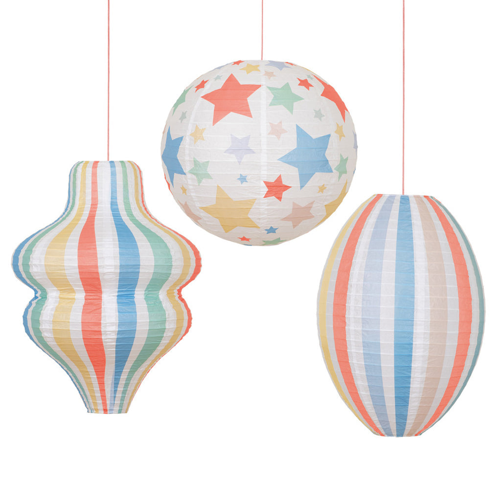Meri Meri rispapirlanterner, Stars and stripes design, 3-pak