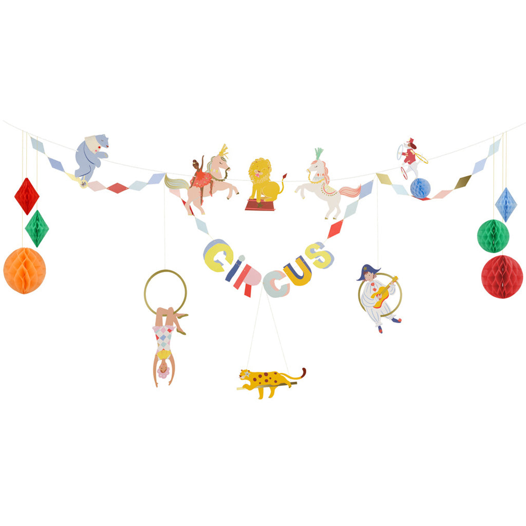 Meri Meri cirkus guirlande med farvestrålende motiver