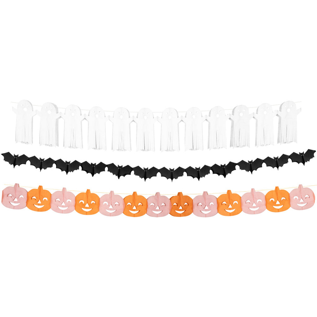 Meri Meri guirlande, Halloween - Spøgelser m frynser - 2 meter