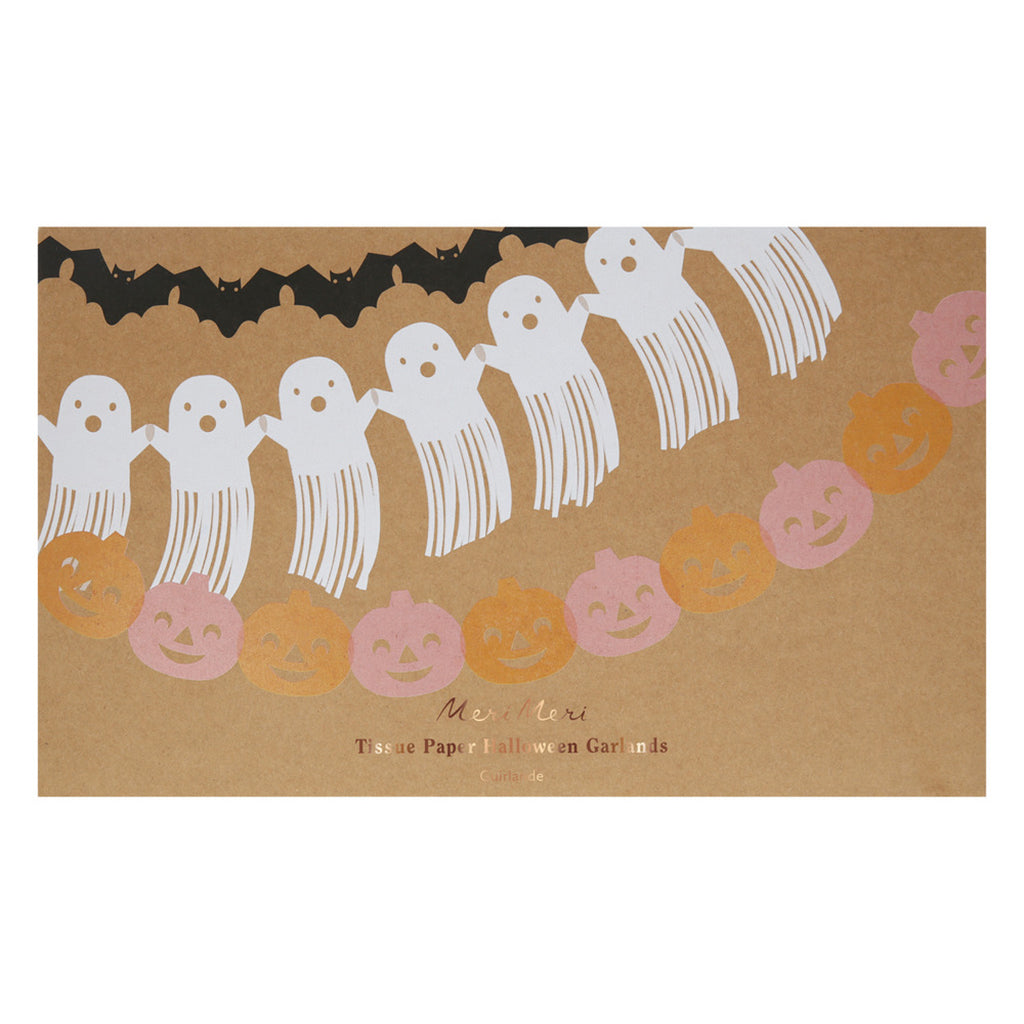 Meri Meri girlander, Halloween - Spøkelser med frynser - 2 meter