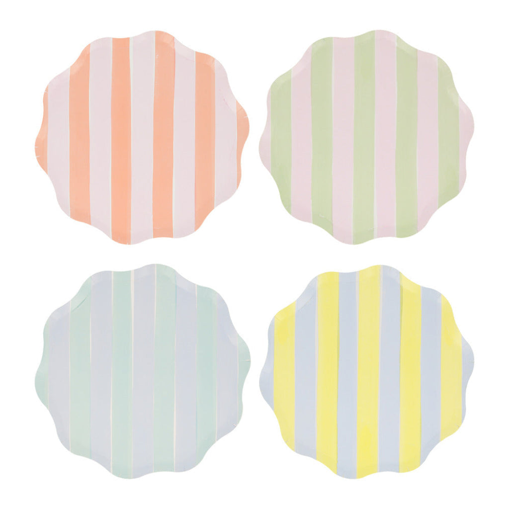 Meri Meri papptallerkener str. S, Pastellstripe - 8 stk.