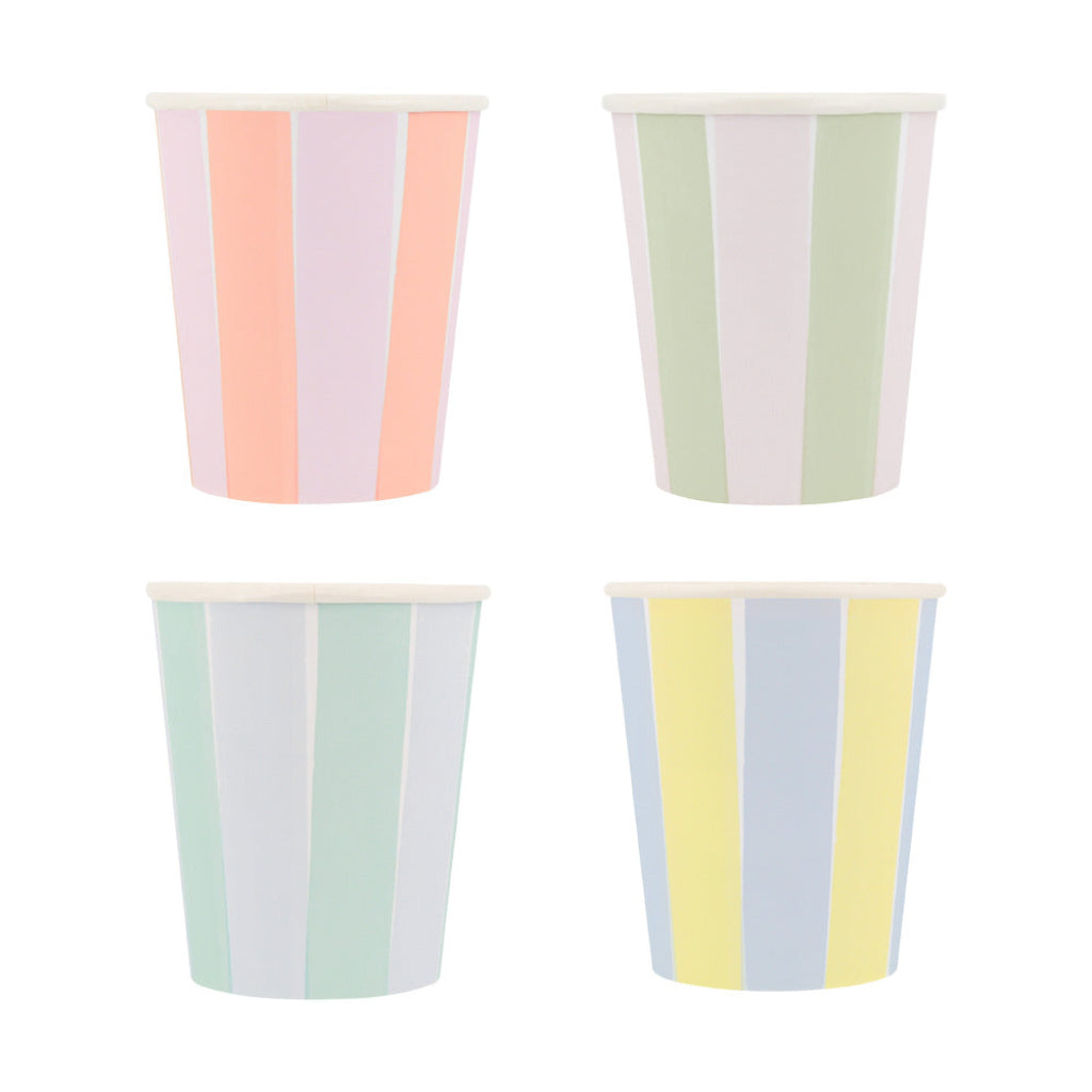Meri Meri papkrus, Pastel stripe – 8 stk.