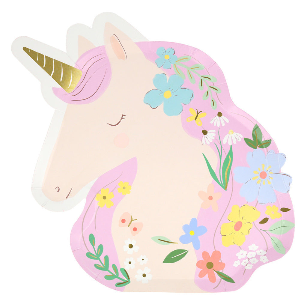 Meri Meri papptallerkener, Meadow unicorns - 8 stk.