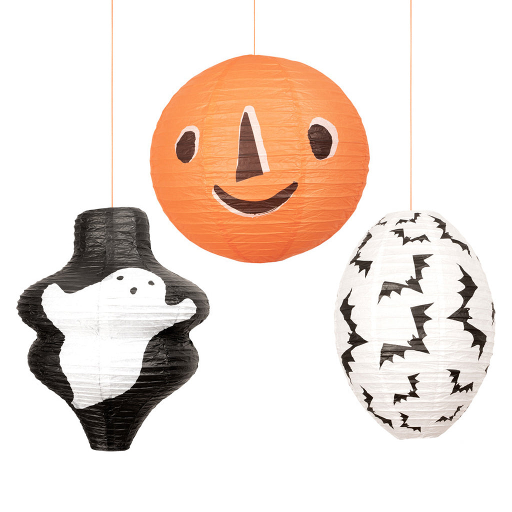 Meri Meri Halloween lanterner i rispapir, 3-pakk - UTEN LYSKILDE