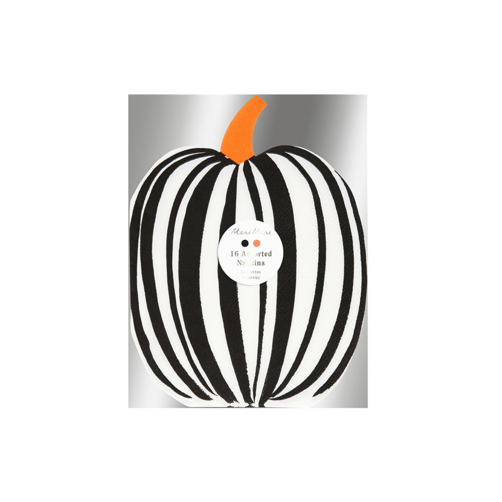 Meri Meri servietter, Halloween, Stripete gresskar – 16 stk.