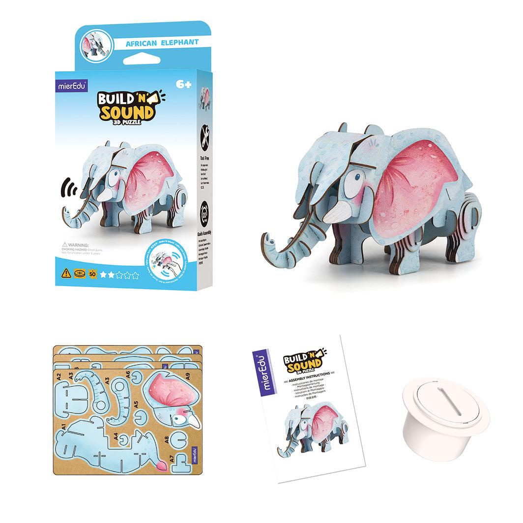 mierEdu - 3D puslespill med lyd - Elefant