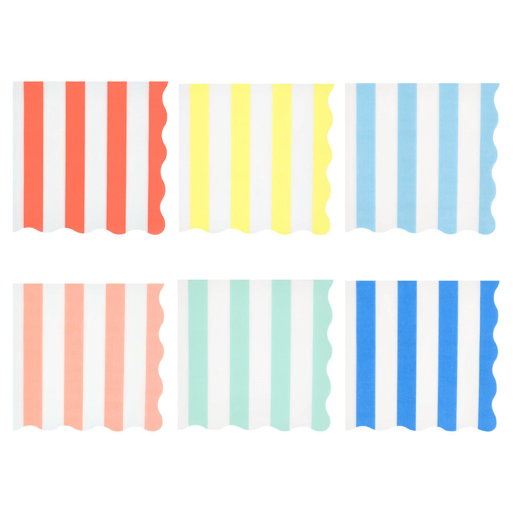 Meri Meri servietter, Beach Striped str. L - 16 stk.
