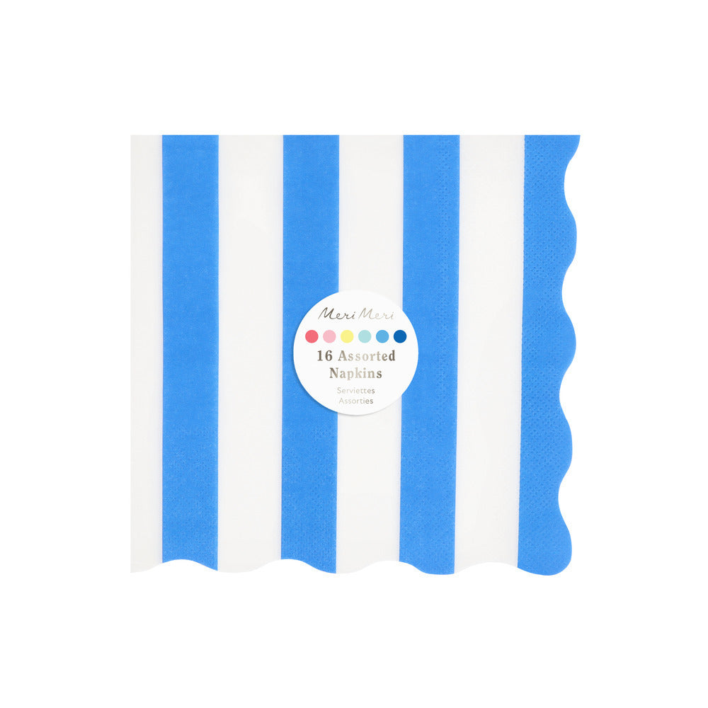 Meri Meri servietter, Beach Striped str. L - 16 stk.